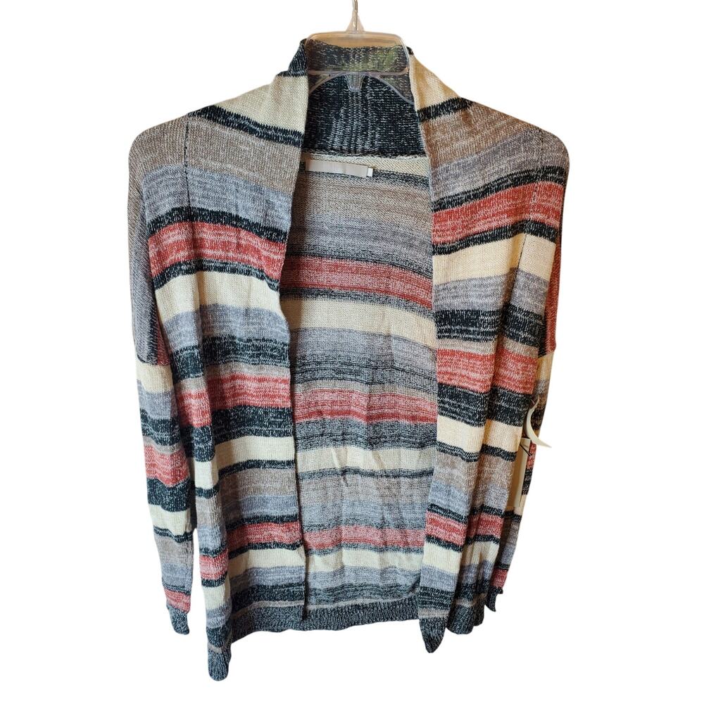 One Grey Day Combo Color Strips Open Front Cardigan, NWT, Small